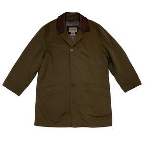 LL Jean Jacket Men's Small Green Brown Button Front Overcoat Removeable Lining